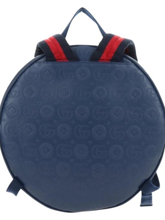 GUCCI Sherry Line Double G Backpack Leather Navy Silver Red 752358 Auth main image 4